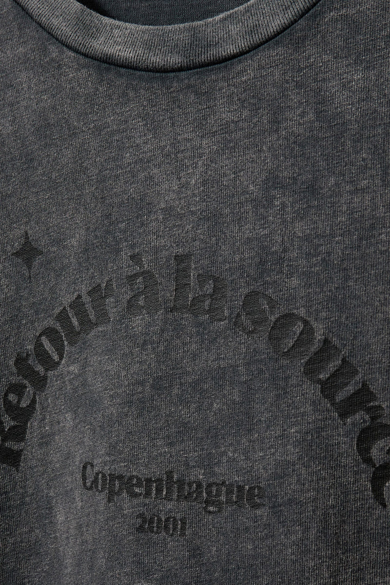 Zena Slogan Tee in Washed Black