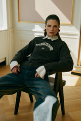 'Parisienne' Slogan Sweater in Dark Brown