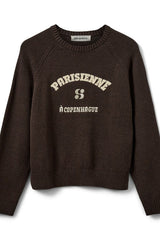 'Parisienne' Slogan Sweater in Dark Brown