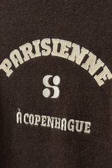 'Parisienne' Slogan Sweater in Dark Brown