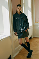 Denim Skirt in Washed Black