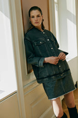 Denim Skirt in Washed Black