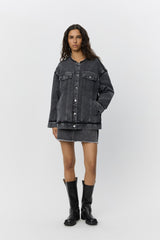 Denim Skirt in Washed Black