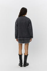 Denim Skirt in Washed Black