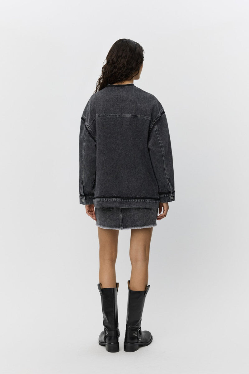 Denim Skirt in Washed Black