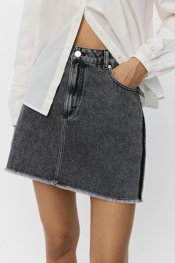 Denim Skirt in Washed Black