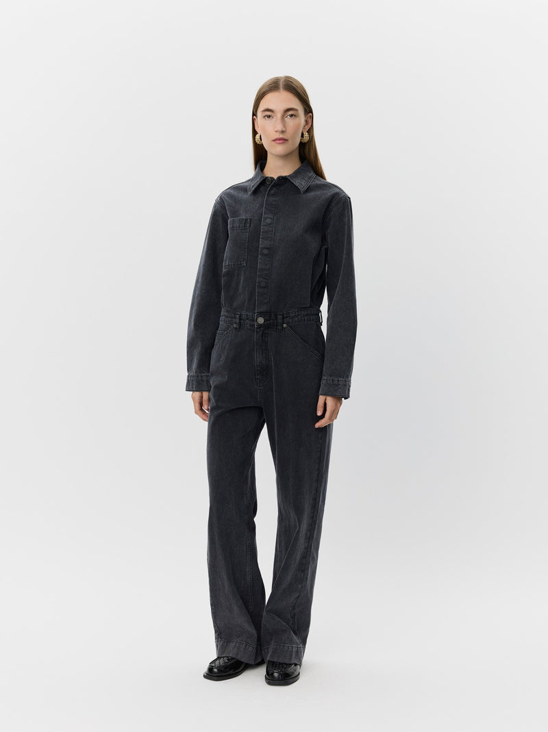 Joelle Denim Jumpsuit in Washed Black