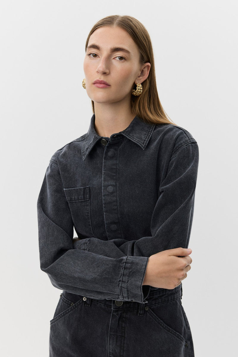 Joelle Denim Jumpsuit in Washed Black