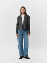 Imogen Cropped Blazer in Black Glitter