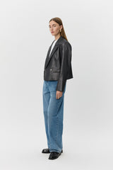 Imogen Cropped Blazer in Black Glitter
