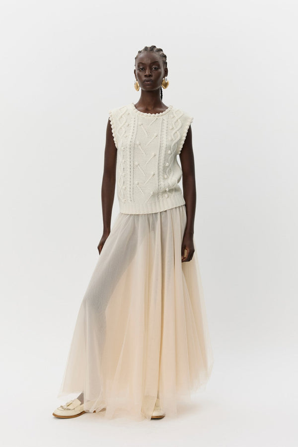 Kayla Tulle Skirt in Off White