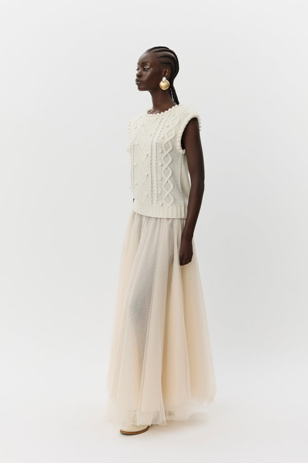 Kayla Tulle Skirt in Off White
