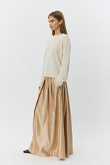 Satin Skirt in Light Beige