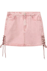 Casey Denim Lace Skirt in Light Rose