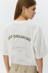 Keep Dreaming Slogan T-Shirt in White