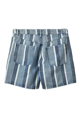 Striped Blue Denim Shorts