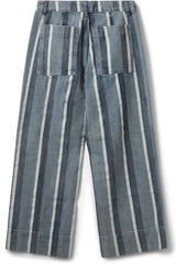 Striped Blue Denim Cropped Jean