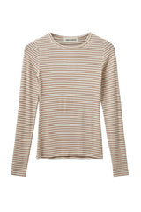 Striped Long Sleeve T-Shirt in Beige