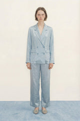 Satin Trouser in Light Blue