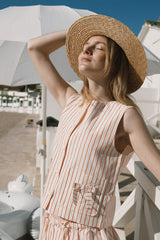 Striped Bow Vest in Orange