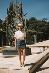 Striped Mini Skirt in Navy