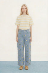 Yellow Flower Denim Jean