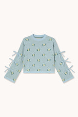 Flower Print Sweater in Blue