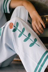 Rose Knit Pants in Blue