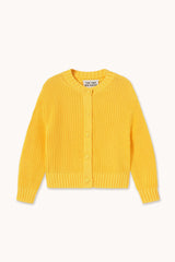 Round Neck Knit Cardigan in Yellow