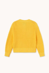 Round Neck Knit Cardigan in Yellow
