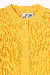 Round Neck Knit Cardigan in Yellow