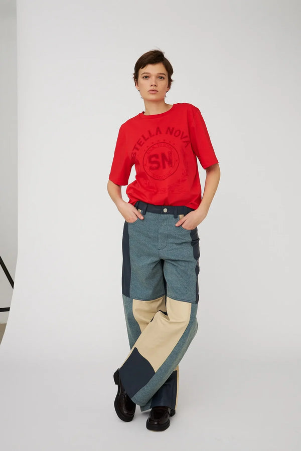Printed T-Shirt in Flame Red