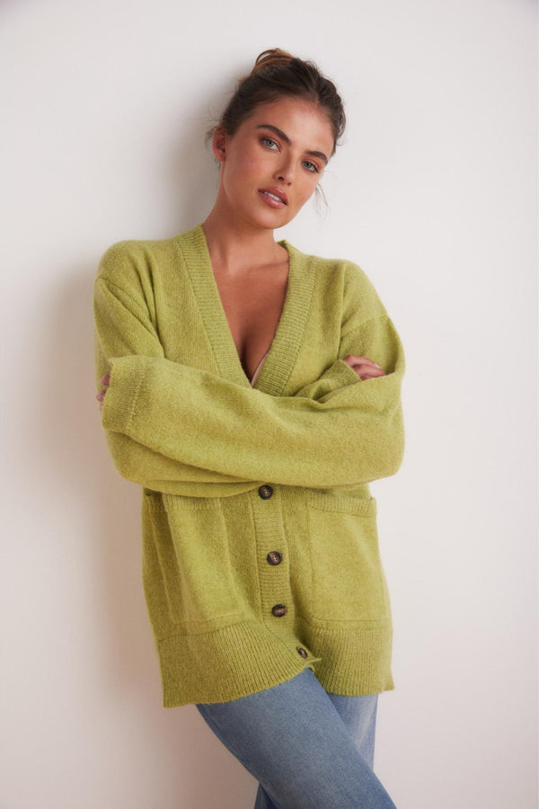 Dora V Neck Cardigan in Green