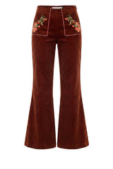Sadie Embroidered Crop Flare in Rust