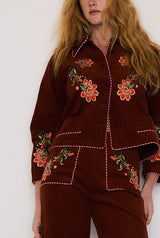 Sadie Embroidered Jacket in Rust