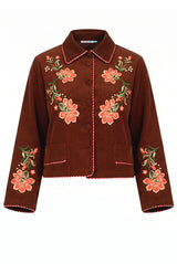Sadie Embroidered Jacket in Rust