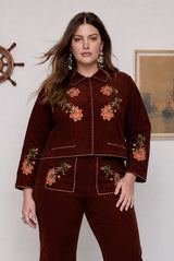 Sadie Embroidered Jacket in Rust