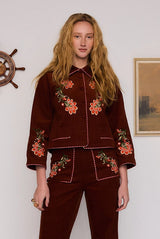 Sadie Embroidered Jacket in Rust