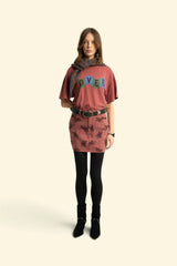 Short Skirt in Old Pink with Flowers