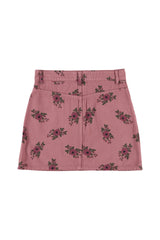 Short Skirt in Old Pink with Flowers