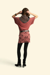Short Skirt in Old Pink with Flowers