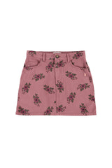 Short Skirt in Old Pink with Flowers
