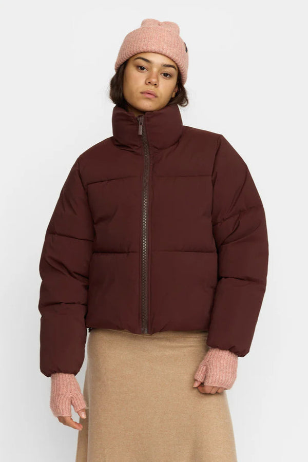 Short Puffer in Burgundy