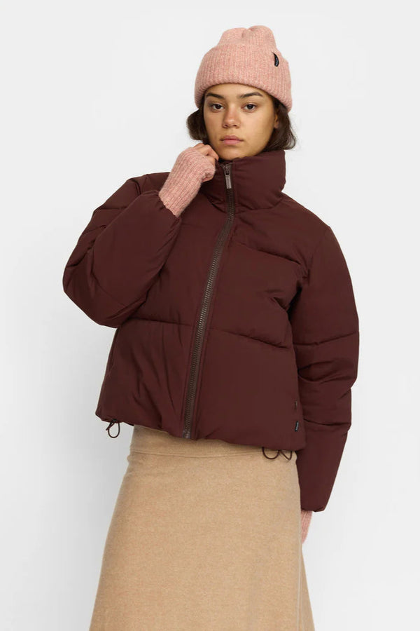 Short Puffer in Burgundy