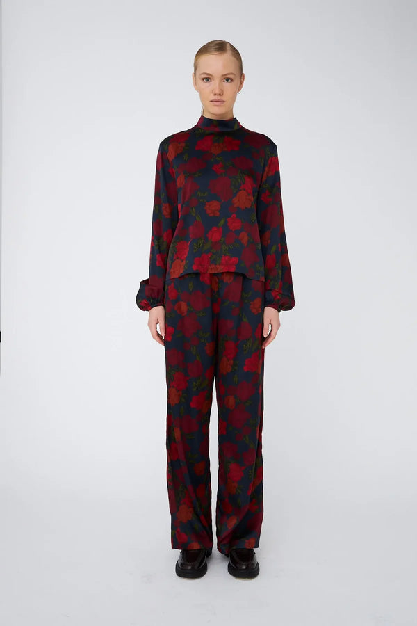 Silk Trousers in Flower Forest