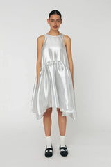 Oversized Midi Dress in Pearl Silver