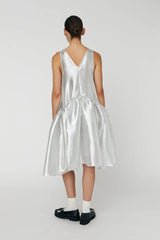 Oversized Midi Dress in Pearl Silver