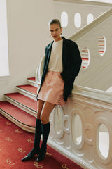 Casey Denim Lace Skirt in Light Rose