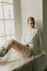 Maxi Tulle Skirt in Light Sand