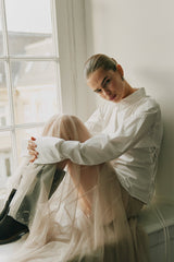 Maxi Tulle Skirt in Light Sand